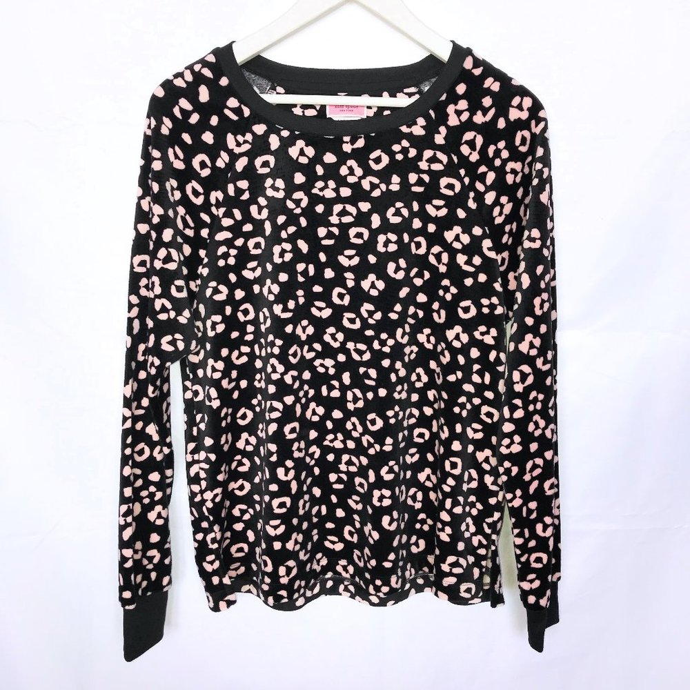 Kate Spade Animal Cheetah Print Velvet Long Sleeve Top